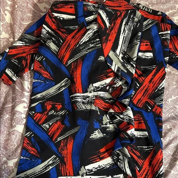 Elegant Abstract High Low Dress in Red, Blue, and Black​ - Picture 4 of 4